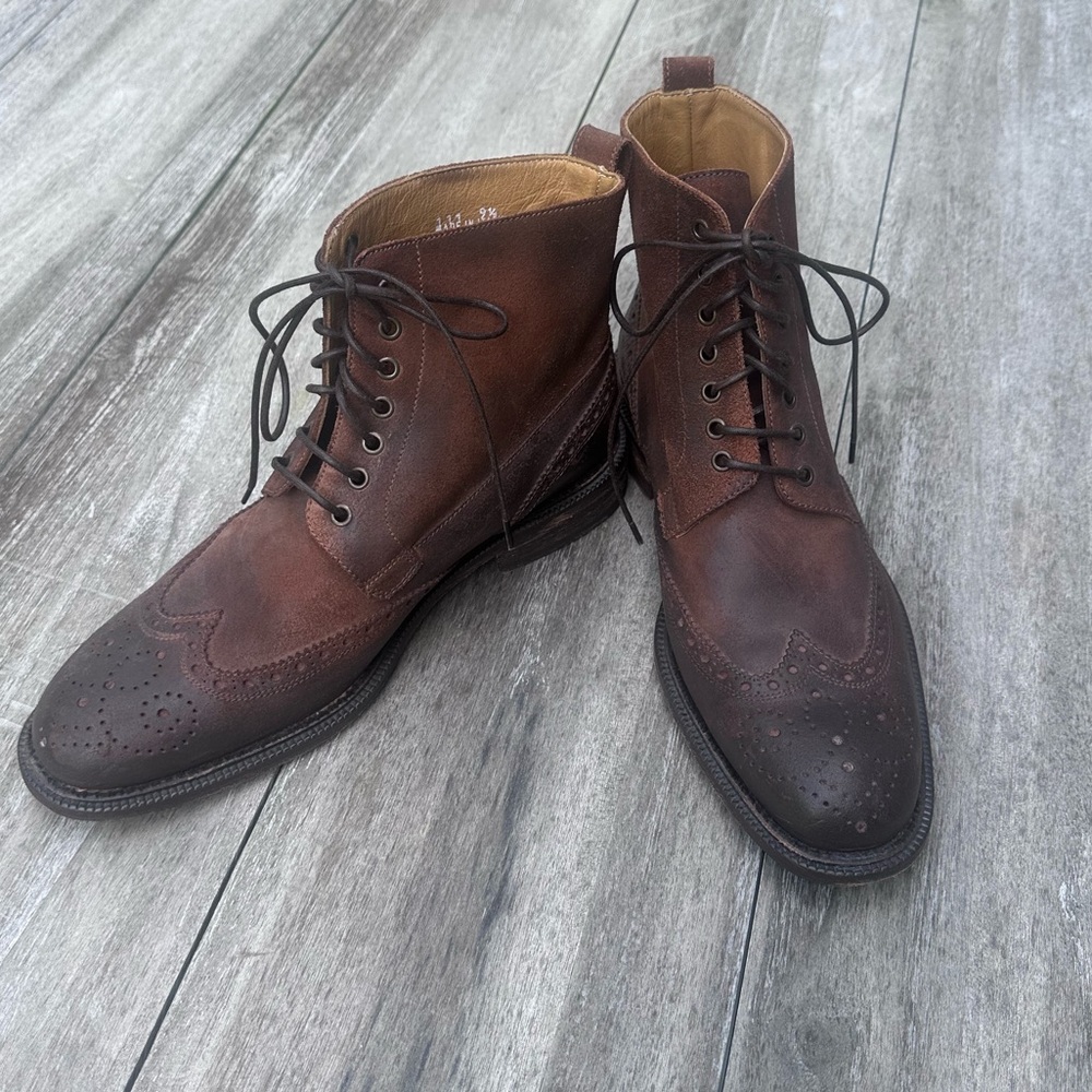 Billy Reid Dark Brown Leather Wingtip Boots
